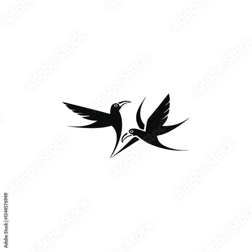Simple minimalist two fighting birds vector logo