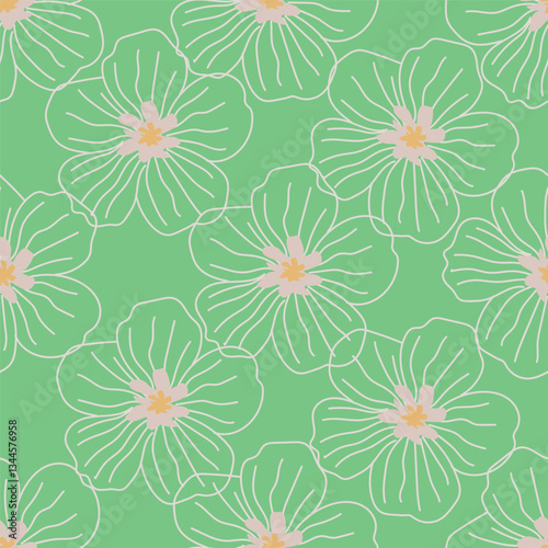 Exotic hand drawn flowers, seamless patterns with floral for fabric, textiles, clothing, wrapping paper, cover, banner, home decor, abstract backgrounds. Vector illustration.
