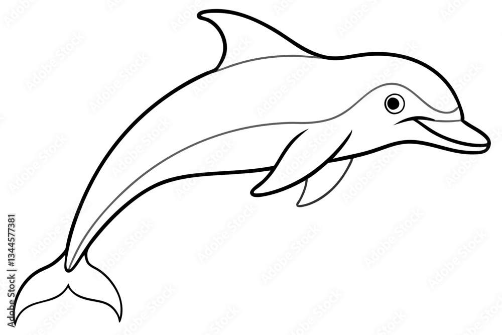 Obraz premium dolphin line art silhouette vector illustration