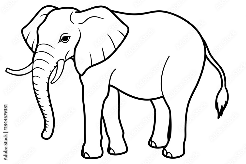 Fototapeta premium elephant line art silhouette vector illustration