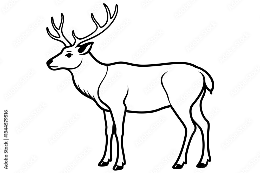 Obraz premium elk line art silhouette vector illustration