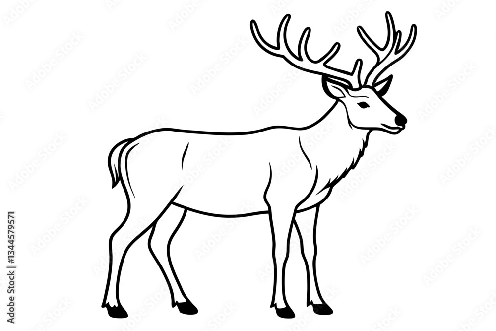 Obraz premium elk line art silhouette vector illustration