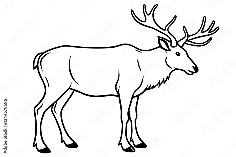 Fototapeta premium elk line art silhouette vector illustration