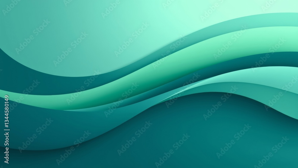 Obraz premium Serene flowing gradient abstract digital waves of green to blue