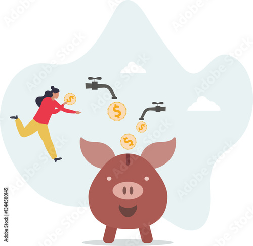 Multiple streams of income, passive income or revenue from invest in multi assets, side hustles to make money concept.flat character life .