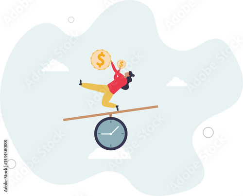 Time value of money, sum of money worth more now at present time than future, inflation or earning cost, value depend on time.flat character life .