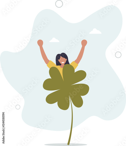 Luck for success, blessing for work opportunity, fortune or chance, good luck or happiness concept.flat character life .