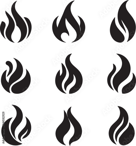 Fire icon vector set. Fire flame symbol. Flame icon collection. fireball and flame vector illustration icon set. 
