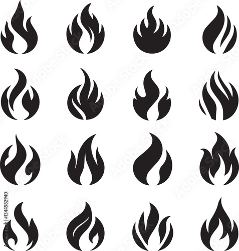 Fire icon vector set. Fire flame symbol. Flame icon collection. fireball and flame vector illustration icon set. 
