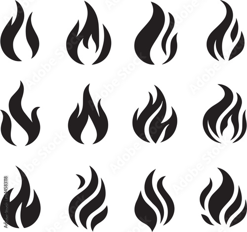 Fire icon vector set. Fire flame symbol. Flame icon collection. fireball and flame vector illustration icon set. 