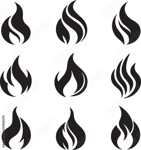 Fire icon vector set. Fire flame symbol. Flame icon collection. fireball and flame vector illustration icon set. 