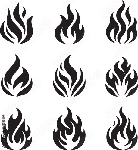 Fire icon vector set. Fire flame symbol. Flame icon collection. fireball and flame vector illustration icon set. 