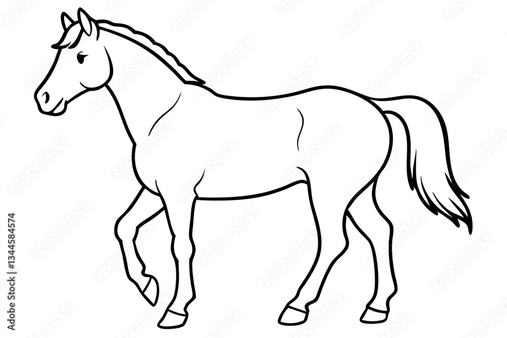 Fototapeta premium horse line art silhouette vector illustration