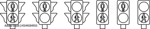 Traffic light interface icon in line set. isolated in transparent background