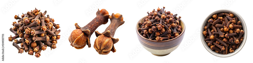 Obraz premium Cloves powder isolated on a transparent background.