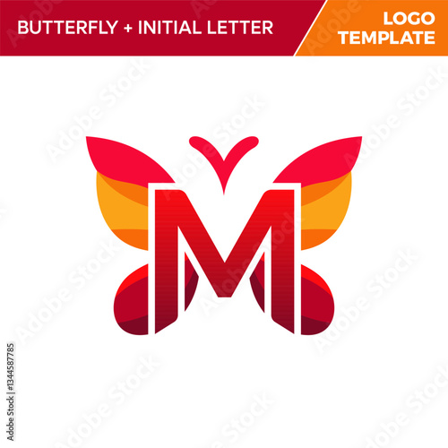 Letter m Butterfly Logo Template