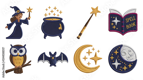 Cute embroidered Halloween-themed patch designs