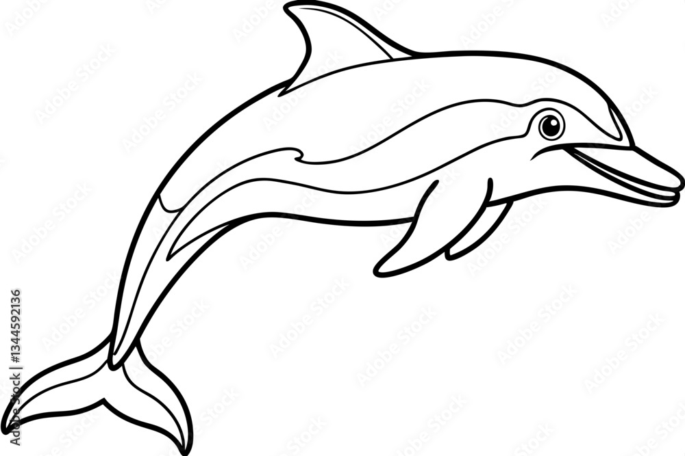 Fototapeta premium dolphin line art silhouette vector illustration