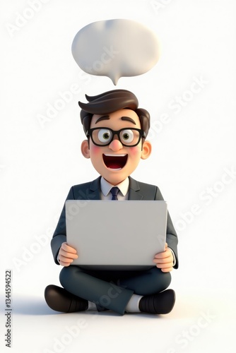 Businessman with Speech Bubble in Office