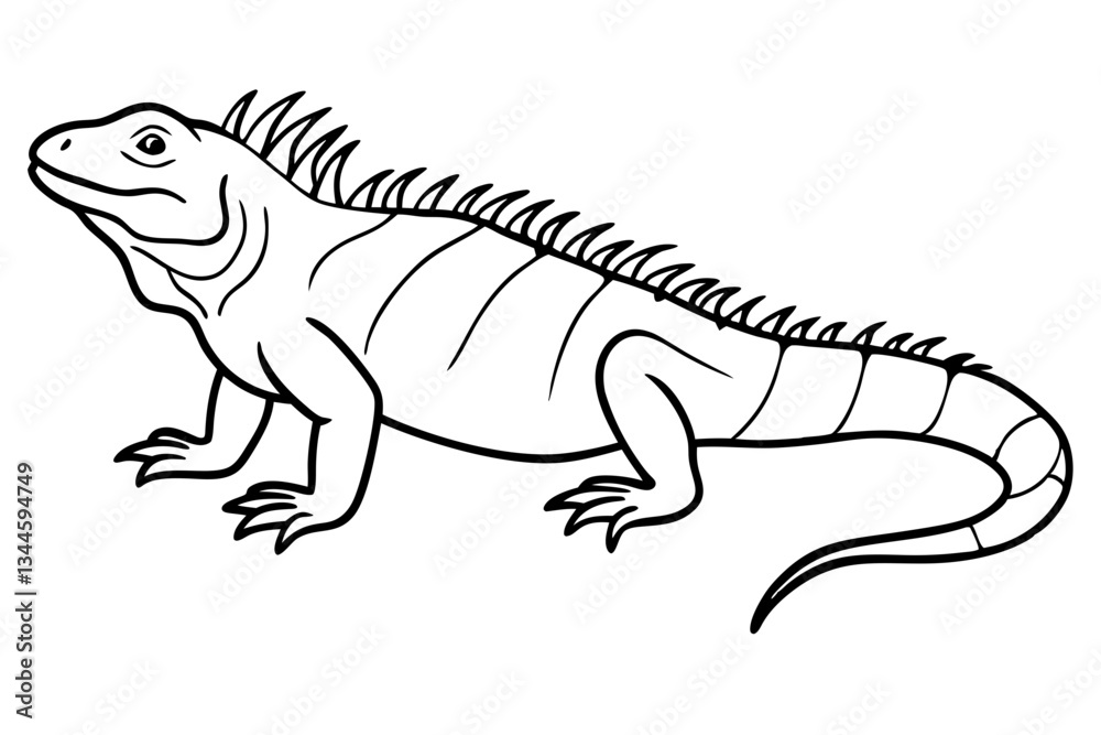 Obraz premium marine iguana line art silhouette vector illustration