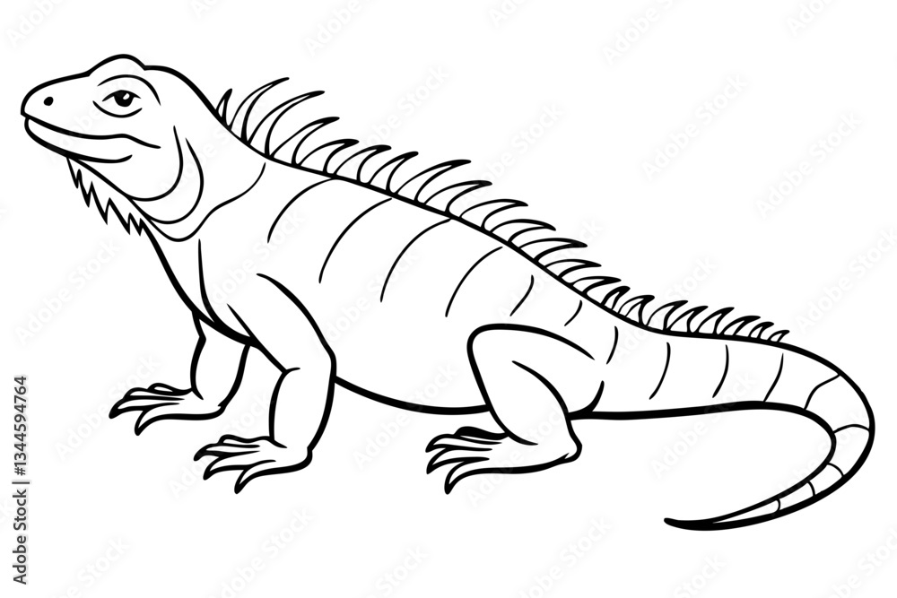 Obraz premium marine iguana line art silhouette vector illustration