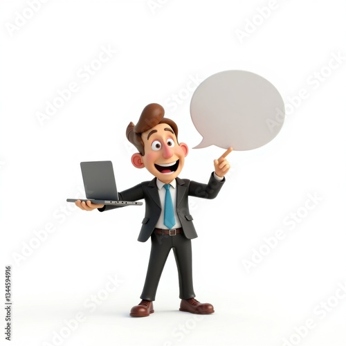 Businessman Holding Laptop in Office