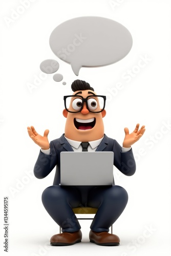 Businessman with Speech Bubble and Laptop