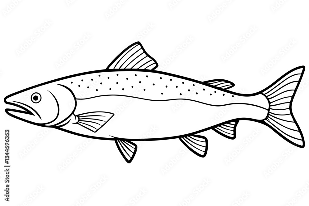 Fototapeta premium salmon line art silhouette vector illustration