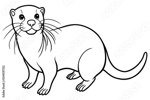 sea otter line art silhouette vector illustration