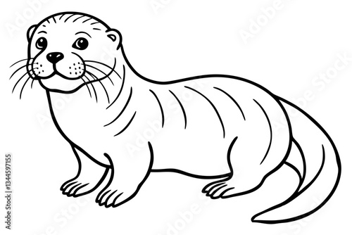 sea otter line art silhouette vector illustration