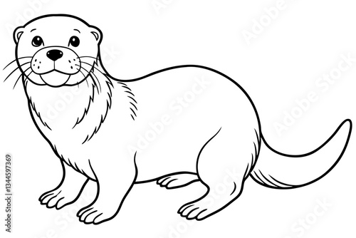 sea otter line art silhouette vector illustration