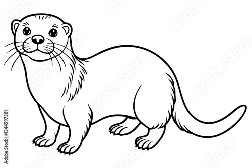 sea otter line art silhouette vector illustration