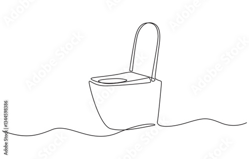 Toilet icon high commode one continuous simple line drawing concept of hygienic minimalist, Bowl icon line continuous drawing vector. One line Bowl icon vector background. 