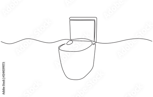 Toilet icon high commode one continuous simple line drawing concept of hygienic minimalist, Bowl icon line continuous drawing vector. One line Bowl icon vector background. 