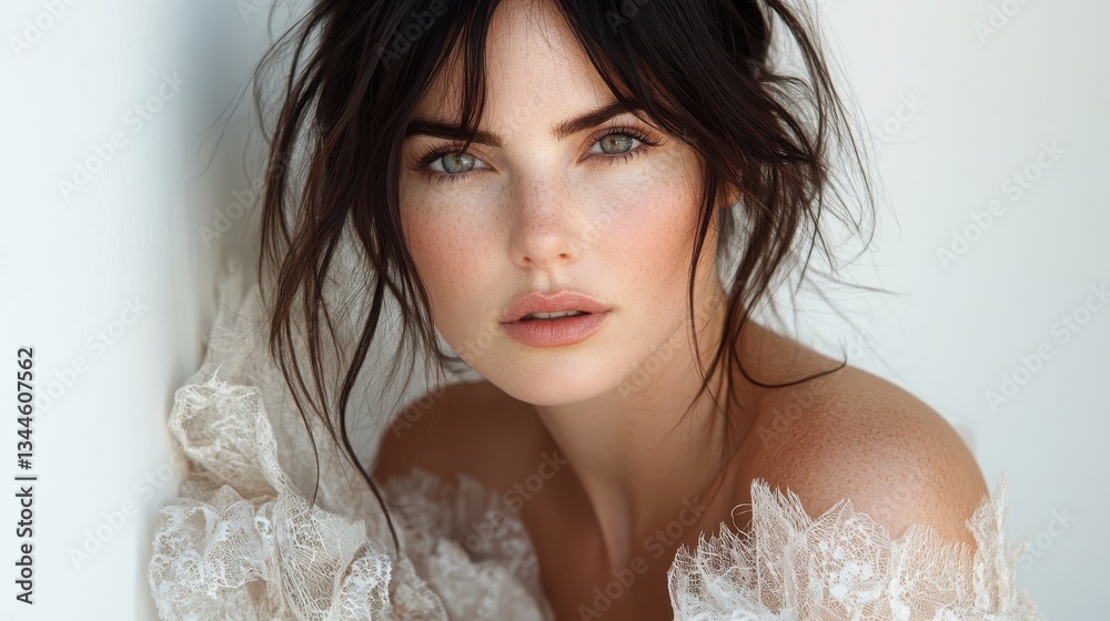Elegant Portrait of a Young Woman with Natural Makeup and Soft Light Elegant Portrait of a Young Woman with Natural Makeup and Soft Light