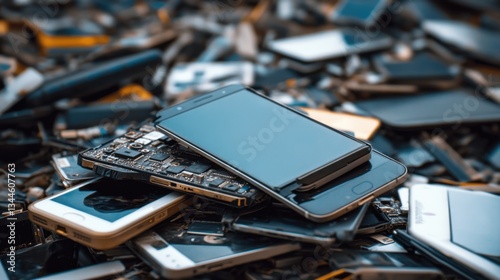 Wallpaper Mural Heap of Old Mobile Phones Symbolizing Electronic Waste and Recycling Challenges Torontodigital.ca