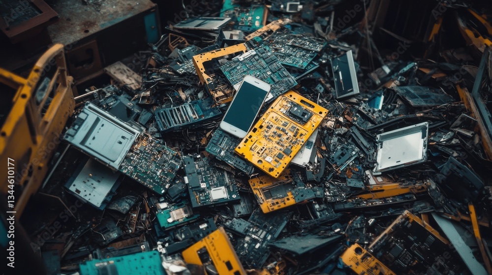 Pile of Electronic Waste with Circuit Boards and Mobile Devices Pile of Electronic Waste with Circuit Boards and Mobile Devices