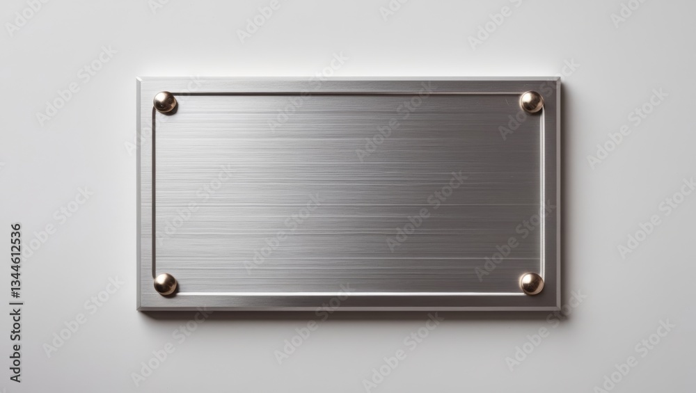 Elegant brushed aluminum plaque with screws Elegant brushed aluminum plaque with screws