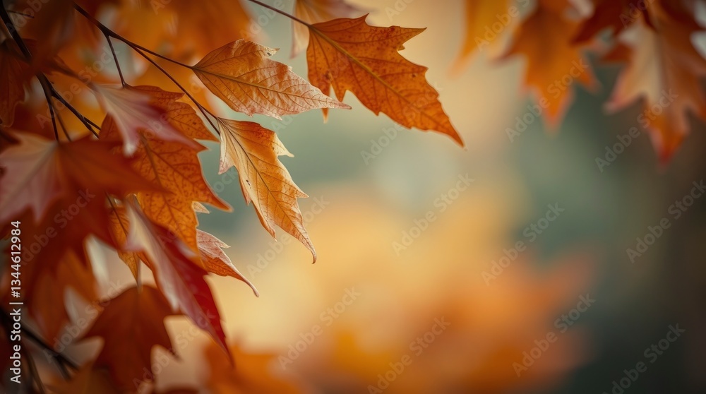 Autumn Maple Leaves Close-up with Warm Colors and Soft Background Autumn Maple Leaves Close-up with Warm Colors and Soft Background