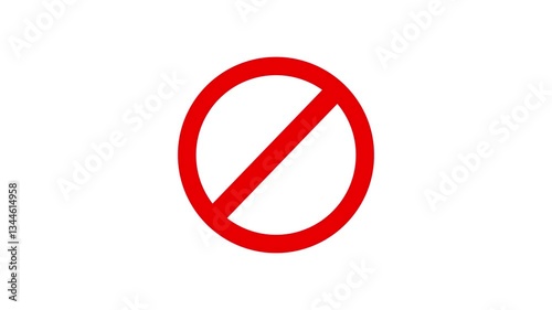 Red sign stop, cross, x, ban, cancel, prohibited icon animation on white background.