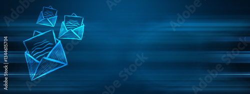 network with email icons ..