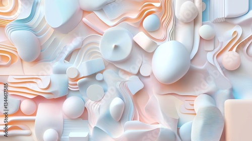 Abstract white 3D background with light shapes
