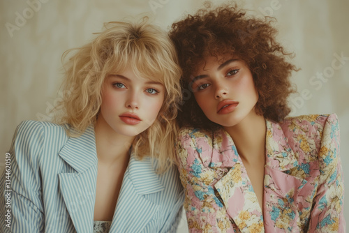 Vintage fashion editorial showcasing models in stylish outfits from the past