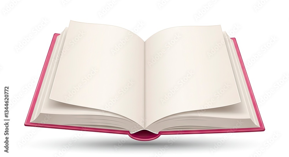 Open Book with Blank Pages and Pink Cover for Reading Concept