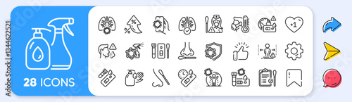 Covid Test line icons. Interest rate, AI generate, Inflation icons. Nasal swab, Blood testing, Waiting time. Social Distance, Hand Sanitizer, Rapid Antigen Test icons. Vector