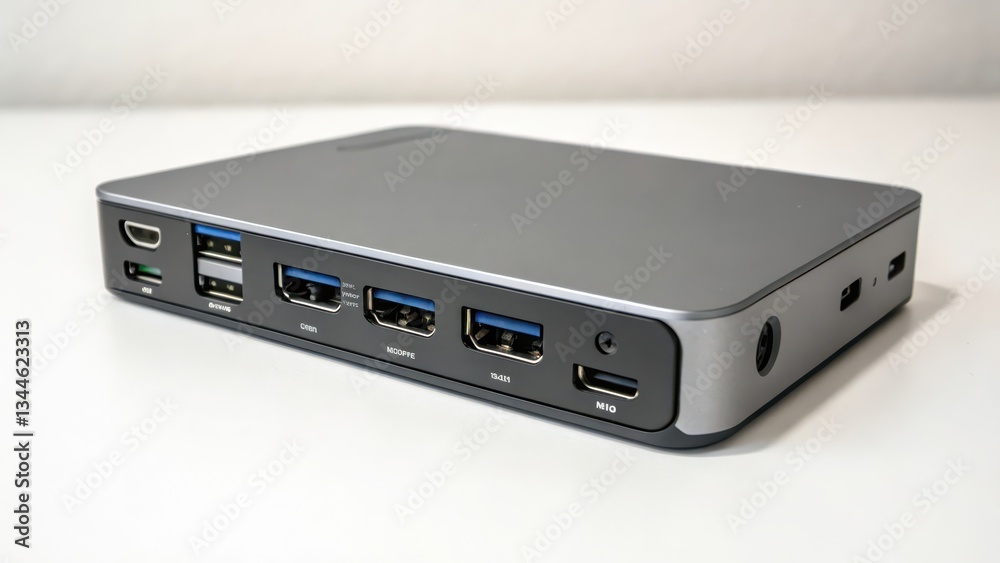 Silver Network Device on White Background Silver Network Device on White Background
