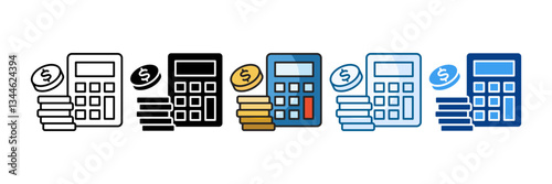 Financial Calculation Icon Set Multiple Style Collection