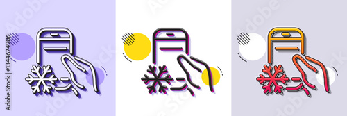 Refrigerator app line icon. Halftone dotted pattern. Gradient icon with grain shadow. Fridge mobile application sign. Remote control symbol. Line refrigerator app icon. Various designs. Vector