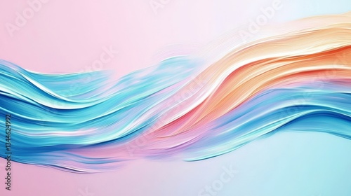 Pastel Waves Abstract Art Blue, Orange, Pink Strokes , Abstract , Gradient