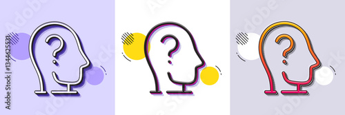Psychology therapy line icon. Halftone dotted pattern. Gradient icon with grain shadow. Mental health sign. Brain question mark symbol. Line psychology icon. Various designs. Vector